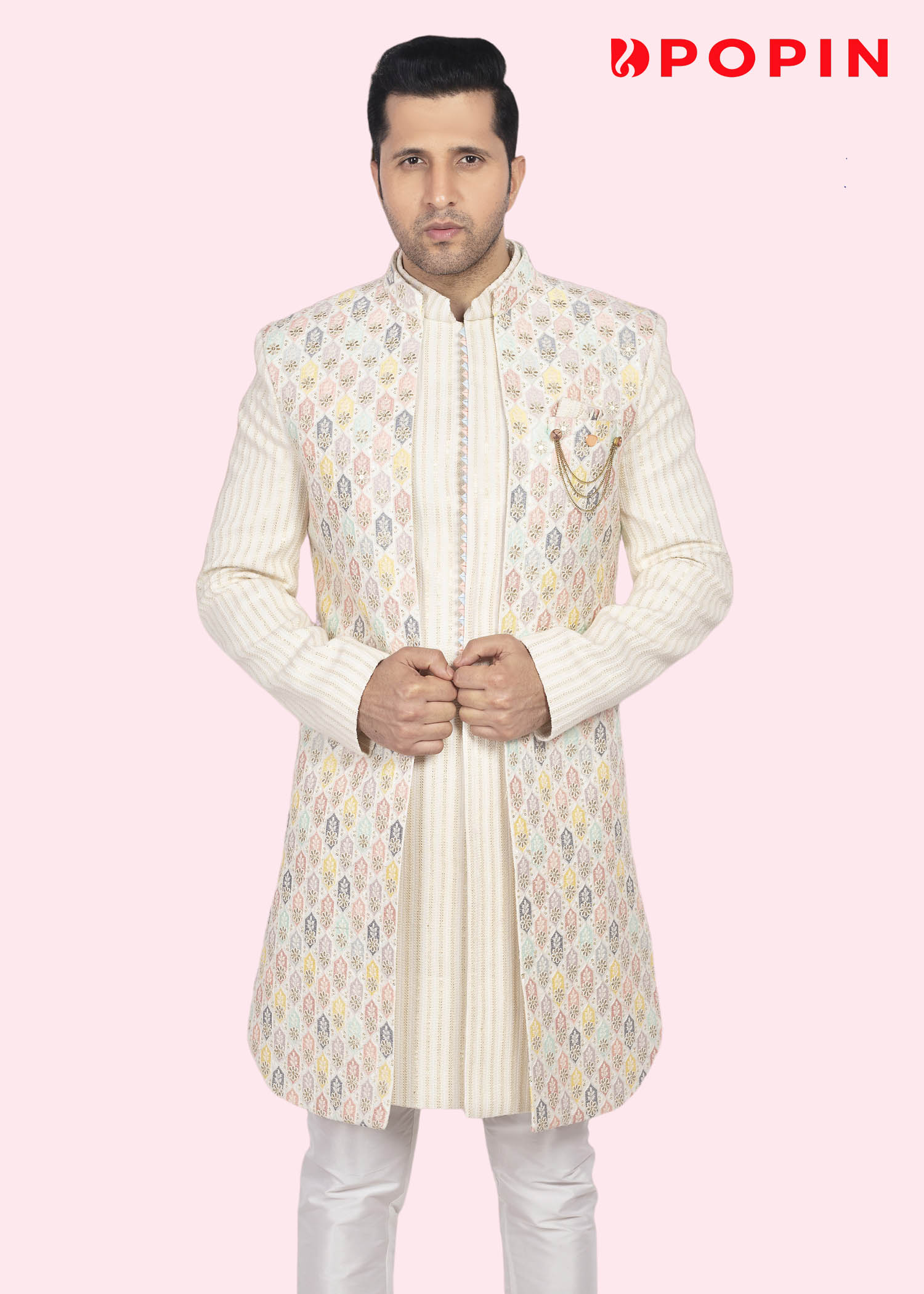 GOLD ALL OVER EMBROIDERED  SHERWANI 