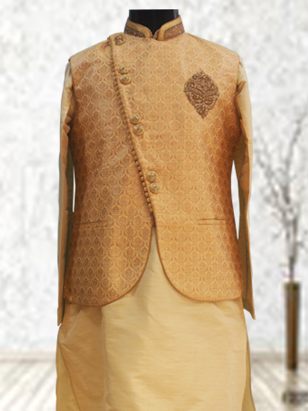 COPPER KURTA WITH COPPER PRINTED JACKET
