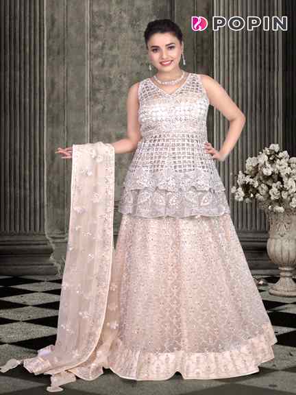 LIGHT PEACH DRIDAL GOWN WITH PAPLAM